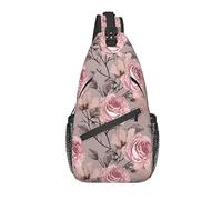 Sling Bag Vintage Pink Rose Floral Senderismo Daypack Crossbody Hombro Mochila Travel Chest Pack para Hombres Mujeres
