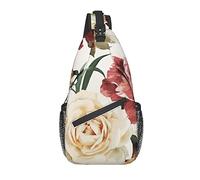Sling Bag Vintage Rose Floral Peony Retro Senderismo Mochila Crossbody Hombro Mochila Viaje Pecho Pack para Hombres Mujeres