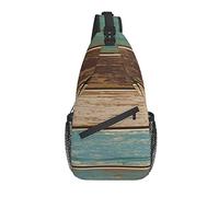 Sling Bag Vintage Tablero de Madera Marine Senderismo Daypack Crossbody Shoulder Backpack Travel Chest Pack para Hombres y Mujeres