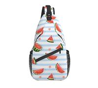 Sling Bag Watermwlon Blue Striped Summer Senderismo Mochila Crossbody Hombro Mochila Travel Chest Pack para Hombres Mujeres