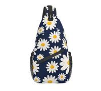 Sling Bag White Daisy Flower Blue Senderismo Mochila Crossbody Hombro Mochila Travel Chest Pack para Hombres Mujeres