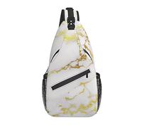 Sling Bag White Golden Marble Nature Senderismo Mochila Crossbody Hombro Mochila Travel Chest Pack para Hombres Mujeres