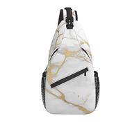 Sling Bag White Golg Marble Abstract Senderismo Mochila Crossbody Hombro Mochila Travel Chest Pack para Hombres Mujeres