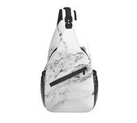 Sling Bag White Marble Black Crack Senderismo Mochila Crossbody Hombro Mochila Travel Chest Pack para Hombres Mujeres