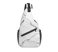 Sling Bag White Marble Black Nature Crack Senderismo Mochila Crossbody Hombro Mochila Travel Chest Pack para Hombres Mujeres