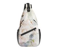 Sling Bag White Rose Flower Floral Senderismo Mochila Crossbody Hombro Mochila Travel Chest Pack para Hombres Mujeres