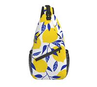 Sling Bag Yellow Lemon Navy Leaf Senderismo Mochila Crossbody Hombro Mochila Travel Chest Pack para Hombres Mujeres