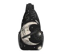 Sling Bag Zodiac Moon Sun Planet Galaxy Astrología Blanco y Negro Senderismo Mochila Crossbody Hombro Mochila Travel Chest Pack para Hombres Mujeres