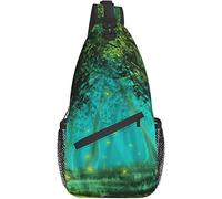 Sling BagFairy Forest Green Magic Psychedelic Wonderland Senderismo Mochila Crossbody Hombro Mochila Travel Chest Pack para Hombres Mujeres