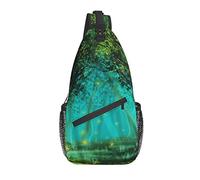 Sling BagFairy Forest Green Magic Psychedelic Wonderland Senderismo Mochila Crossbody Hombro Mochila Travel Chest Pack para Hombres Mujeres