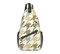 Sling Chest Crossbody Bag Antirrobo Impermeable Hombro Mochila Casual Mochila para Deportes Gimnasio Yoga, para Rayas Coloridas Estampado de Pata de Gallo clásico