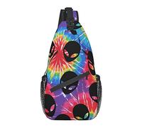 Sling Chest Crossbody Bag Antirrobo Impermeable Hombro Mochila Mochila Casual para Deportes Gimnasio Yoga, para Tie Dye Alien