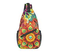 Sling Chest Crossbody Bag Antirrobo Impermeable Hombro Mochila Mochila Casual para Deportes Gimnasio Yoga, para Psychedelic Trippy Mandala Flower
