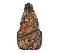 Sling Chest Crossbody Bag Antirrobo Impermeable Hombro Mochila Mochila Casual para Deportes Gimnasio Yoga, para Tradicional Floral Paisley Pañuelo Patrón