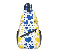 Sling Chest Crossbody Bag Antirrobo Impermeable Hombro Mochila Mochila Casual para Deportes Gimnasio Yoga, para Ucrania Bandera Amor Corazones Amarillo Azul