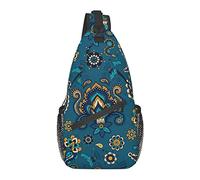 Sling Chest Crossbody Bag Antirrobo Impermeable Hombro Mochila Mochila Casual para Deportes Gimnasio Yoga, para Blue Paisley Floral