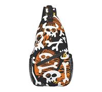 Sling Chest Crossbody Bag Antirrobo Impermeable Hombro Mochila Mochila Casual para Deportes Gimnasio Yoga, para Halloween Parafernalia Calavera