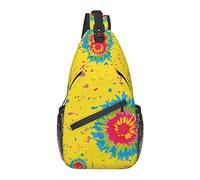 Sling Chest Crossbody Bag Antirrobo Impermeable Hombro Mochila Mochila Casual para Deportes Gimnasio Yoga, para Tie Dye Circles Amarillo