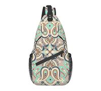 Sling Chest Crossbody Bag Antirrobo Impermeable Hombro Mochila Mochila Casual para Deportes Gimnasio Yoga, para Tradicional Floral Paisley Pañuelo Patrón