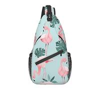 Sling Chest Crossbody Bag Antirrobo Impermeable Hombro Mochila Mochila Casual para Deportes Gimnasio Yoga, para Flamingo Mint Green