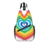 Sling Chest Crossbody Bag Antirrobo Impermeable Hombro Mochila Mochila Casual para Deportes Gimnasio Yoga, para Rainbow Love Heart Tie Dye