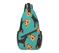 Sling Chest Crossbody Bag Antirrobo Impermeable Hombro Mochila Mochila Casual para Deportes Gimnasio Yoga, para Doberman Pinscher Turquesa Pizza