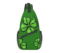 Sling Chest Crossbody Bag Antirrobo Impermeable Hombro Mochila Mochila Casual para Deportes Gimnasio Yoga, para el Día de San Patricio Green Shamrock Clover Leaf