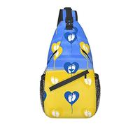 Sling Chest Crossbody Bag Antirrobo Impermeable Hombro Mochila Mochila Casual para Deportes Gimnasio Yoga, para Ucrania Bandera Amarillo Azul Globo en Forma de corazón