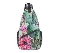 Sling Chest Crossbody Bag Antirrobo Impermeable Hombro Mochila Mochila Casual para Deportes Gimnasio Yoga, para Cactus Flower Floral