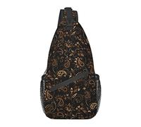 Sling Chest Crossbody Bag Antirrobo Impermeable Hombro Mochila Mochila Casual para Deportes Gimnasio Yoga, para Brown Paisley Black