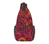 Sling Chest Crossbody Bag Antirrobo Impermeable Hombro Mochila Mochila Casual para Deportes Gimnasio Yoga, para Paisley Flores Floral Rojo