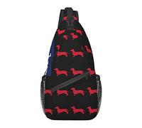 Sling Chest Crossbody Bag Antirrobo Mochila de Hombro Impermeable Mochila Informal para Deportes Gimnasio Yoga, para Dachshund American Flag