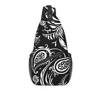 Sling Chest Crossbody Bag Mochila de Hombro Impermeable antirrobo Mochila Informal para Deportes Gimnasio Yoga, para Paisley en Blanco y Negro