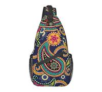 Sling Chest Crossbody Bag Mochila de Hombro Impermeable antirrobo Mochila Informal para Deportes Gimnasio Yoga, para Coloridas Flores de Paisley