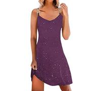 Sling Sexy Dress for Spring Summer Women(Purple,XL)