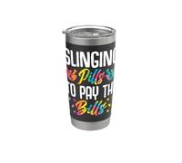 Slinging Pills to Pay the Bills Funny Pharmacist Watercolor Vaso térmico de acero inoxidable de doble pared