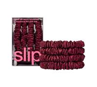 slip Coleteros ajustados: diseño Slipsilk™ antiarrugas y antiroturas que protege el cabello delicado | Incluye 4 coleteros de seda pura: granate