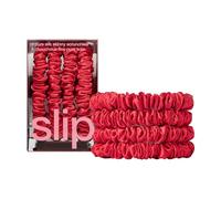slip Coleteros ajustados: diseño Slipsilk™ antiarrugas y antiroturas que protege el cabello delicado | Incluye 4 coleteros de seda pura: rojo