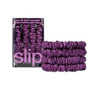 slip Coleteros ajustados: diseño Slipsilk™ antiarrugas y antiroturas que protege el cabello delicado | Incluye 4 coleteros de seda pura: morado oscuro