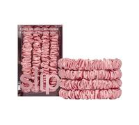slip Coleteros ajustados: diseño Slipsilk™ antiarrugas y antiroturas que protege el cabello delicado | Incluye 4 coleteros de seda pura, color rosa
