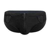 Slip da uomo con cerniera frontale ritagliata in rete Sexy Alla Moda con Cut-out dei Nuovi (Black, M) #1