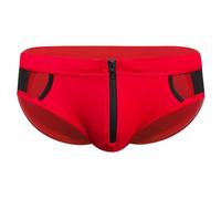 Slip da uomo con cerniera frontale ritagliata in rete Sexy Alla Moda con Cut-out dei Nuovi (Red, L) #1