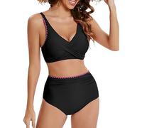 Slip Damen Seide Tankini 2 Piece Normal Swimsuit Backless 2 Piece Printing Adjustable Print Color Padded Strap Sexy Damen, Negro , L