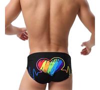 Slip de baño para hombre LGBT estampado Love Slip hombre Gay Orgullo Month arco iris bajo ropa sexy erótica chic color neón tanga sin costura tanga cintura baja tangas LGBTQ Mini Slips Bragas Short