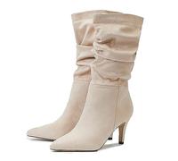 Slip de tacón de tacón de Ternera a Media Femenina en Stiletto Pointed Toe Booties Fashion Office Dress Boots