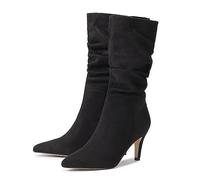 Slip de tacón de tacón de Ternera a Media Femenina en Stiletto Pointed Toe Booties Fashion Office Dress Boots