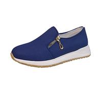 Slip In Schuhe Damen Walking schuhe mit Reißverschluss Halbschuhe Einfarbig Sommerschuhe Dicke Sohle Women Shoes Schlupfschuhe Freizeitschuhe Stoffschuhe Outdoorschuhe Slip On Sneakers Damen, azul, 41