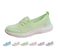Slip On Sneaker Damen Diabéticos Schuhe Vermascht Sommer leicht Walking schuhe Turnschuhe atmungsaktiv Laufschuhe Sportschuhe rutschfeste Gummisohlen leichte Freizeitschuhe für Gehen, verde, 40 EU