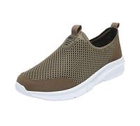 Slip on Sneaker Herren Breite Füße Schlupfschuhe Schwarz atmungsaktiv Mesh-Turnschuhe ohne Schnürung Orthopädische Schmerzlindernder Slipper Anti-Rutsch Walkingschuhe Running Shoes for Men, caqui, 48