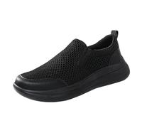 Slip on Sneaker Herren Breite Füße Sportschuhe Mesh atmungsaktiv Freizeitschuhe ohne Schnürung Walking Schuhe rutschfest Strandschuhe Dämpfung Laufschuhe leichte Sommerschuhe Joggingschuhe, Negro